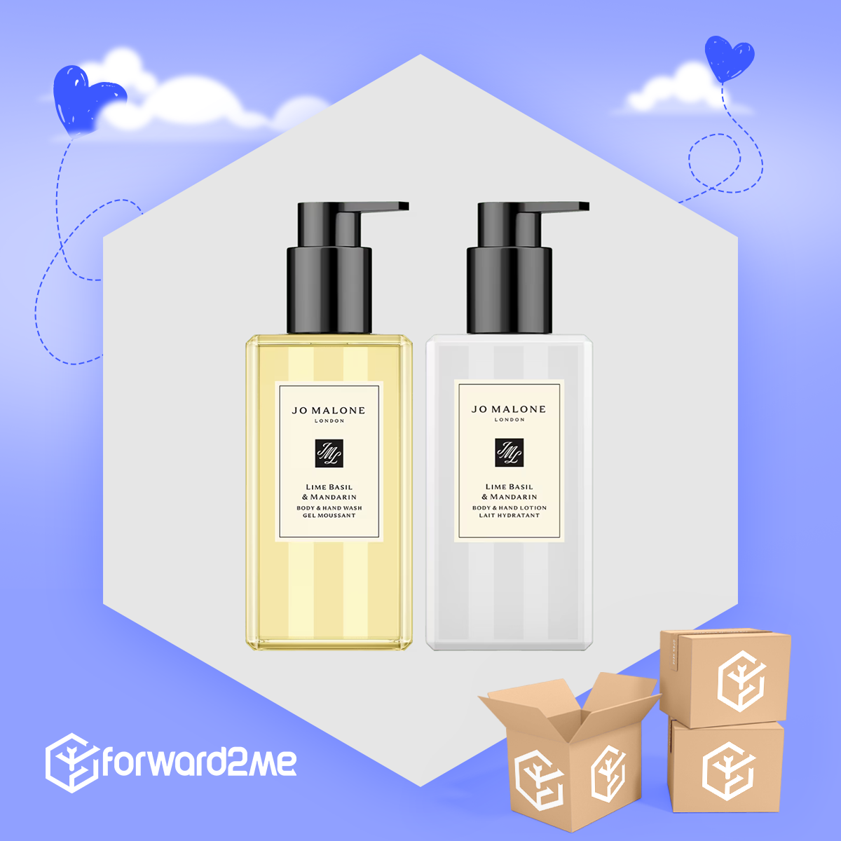 Lime Basil & Mandarin Bath & Body Heart Box Gift Set